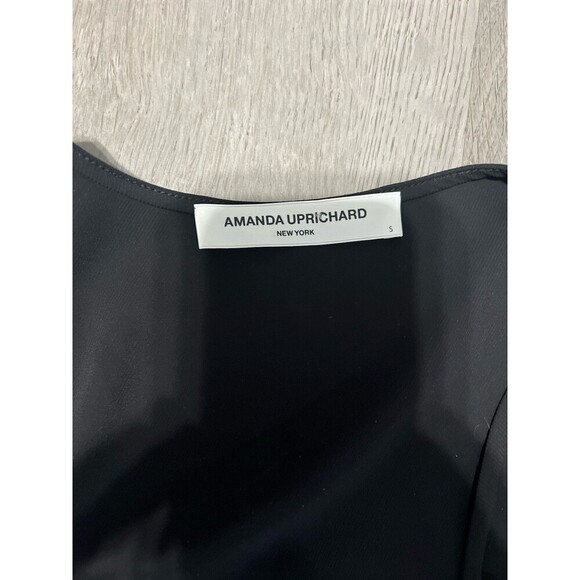 Amanda Uprichard Black Two-Layer Tie-Front Blouse – Size Small - Picture 6 of 10